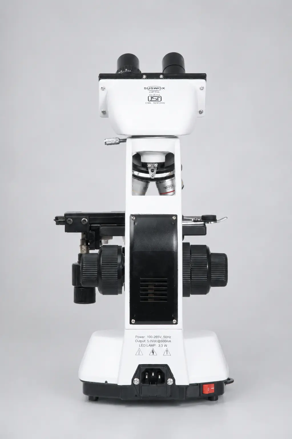SUSWOX binocular microscope isi marked SC300Bi backview
