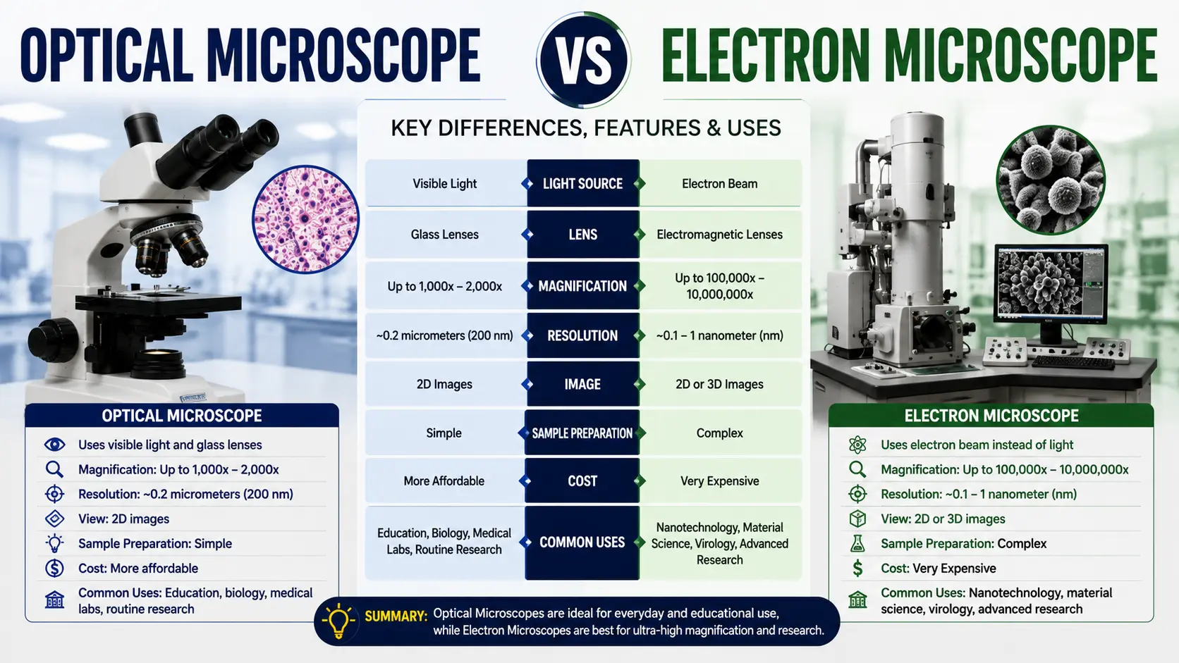 Optical Microscope vs Electron Microscope