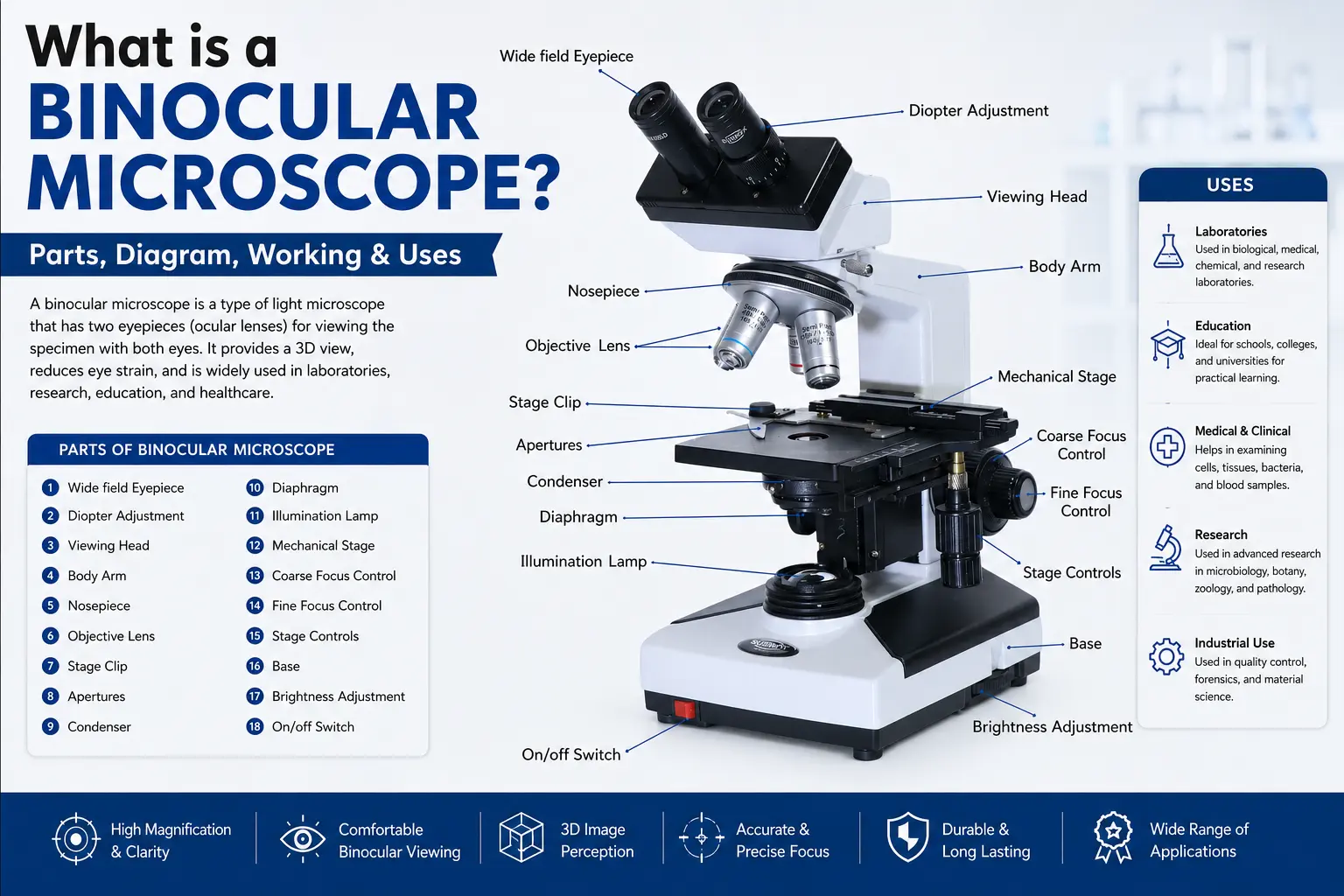 What is a Binocular Microscope Parts, Diagram, Working & Uses (2)