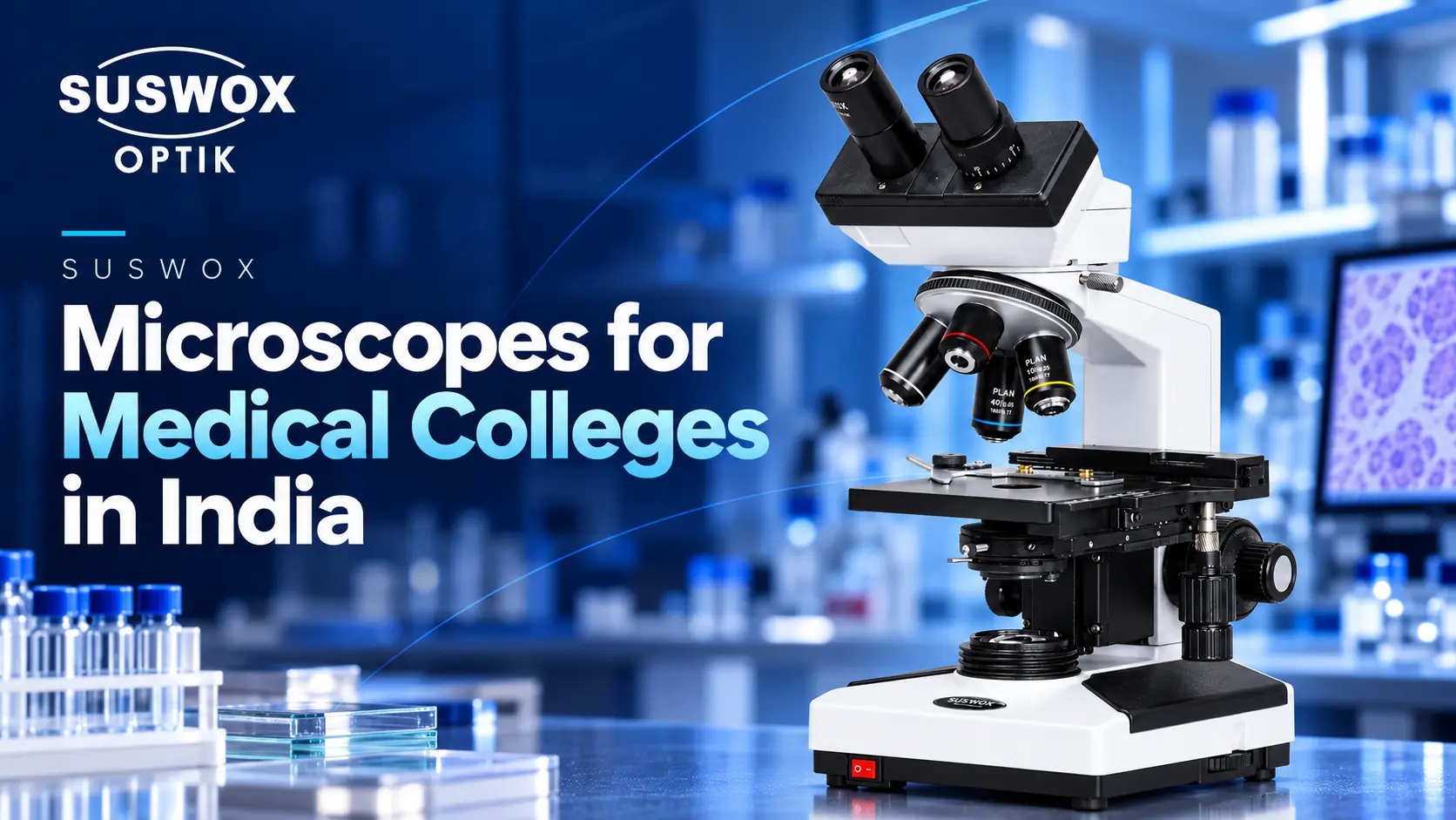 SUSWOX binocular laboratory microscope for medical college teaching and practical laboratories in India